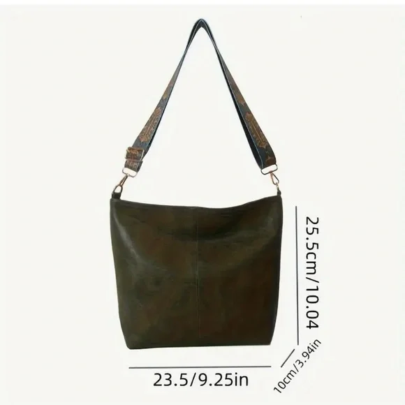 NEW Elegant Olive 🫒 Shoulder Bag with Decorative Strap - Picture 4 of 5